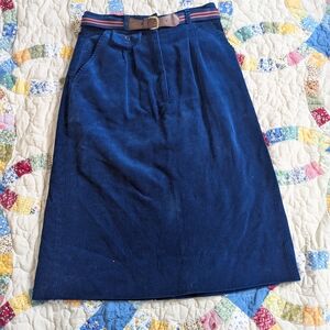 Elegant Navy A-Line Skirt with Belt